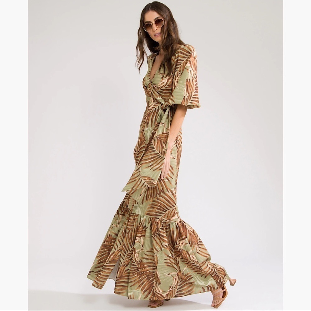 NWT PatBO Palmeira Puff Sleeve Maxi Dress